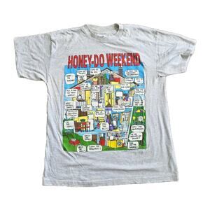 Vintage Honey Do Weekend Funny Single Stitch Tshirt 1992 Large 90s Short Sleeve
